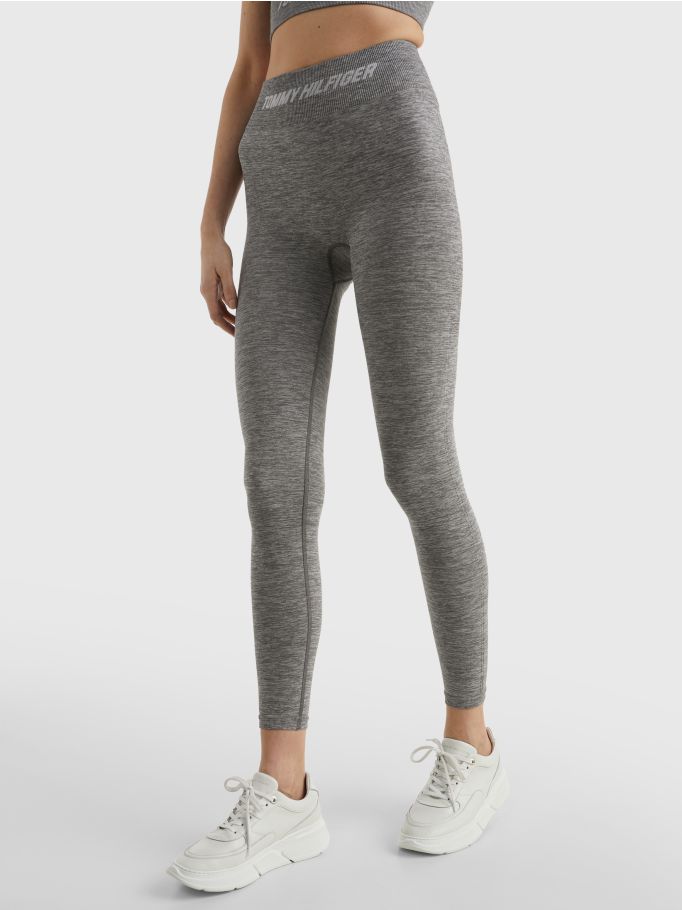 TOMMY HILFIGER SPORT Womens Gray Stretch Pocketed Jersey Full Length Active  Wear High Waist Leggings XS
