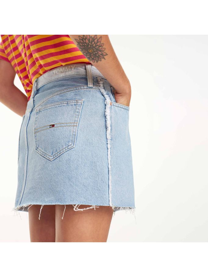 Distressed Denim Skirt