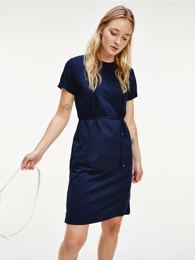 T shirt dress drawstring waist sales