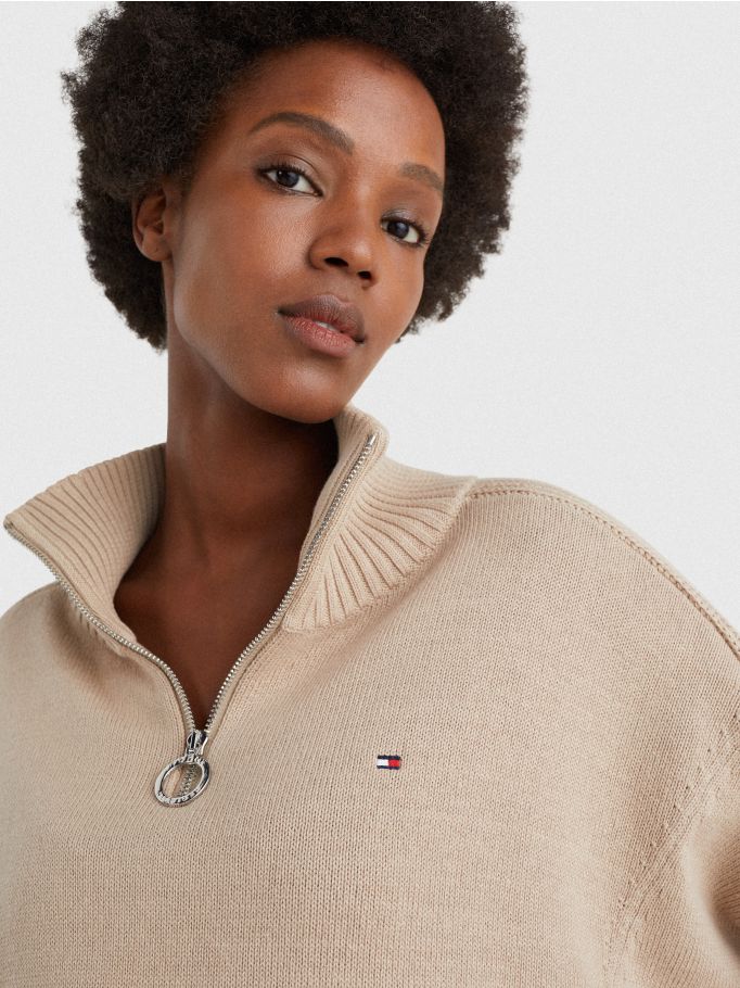 Oversized Half-Zip High Neck Jumper
