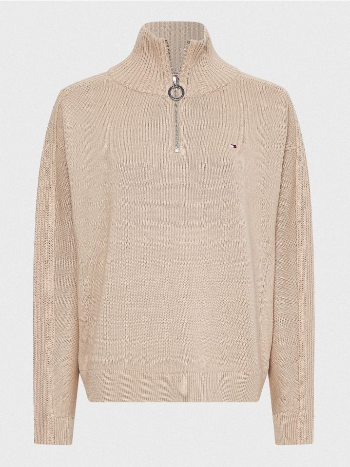 Oversized Half-Zip High Neck Jumper