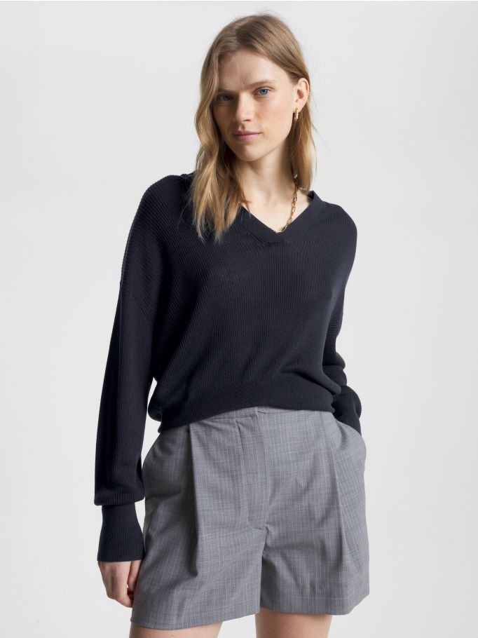 V-Neck Relaxed Polo Jumper | Tommy Hilfiger 