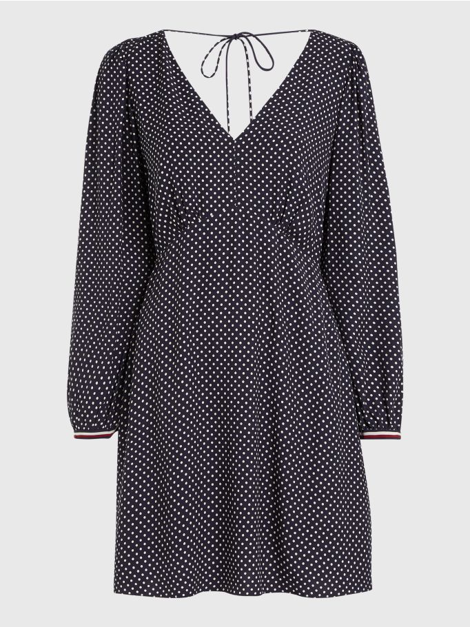 Spring Summer Dress Black Polka Dot Long Sleeve Mini Dress Party Mini Dress Spring Summer Dress Black Polka Dot Long Sleeve Mini Dress Party Mini Dress