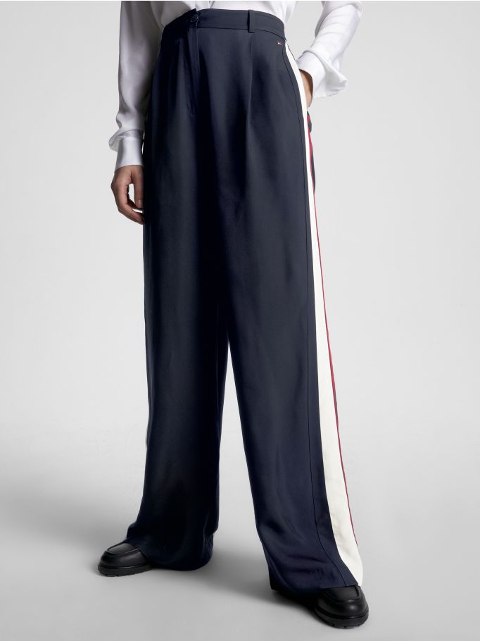 Striped flared trousers online