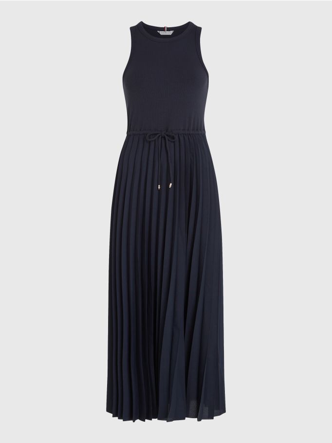 Pleated Sleeveless Midi Dress | Tommy Hilfiger® UAE