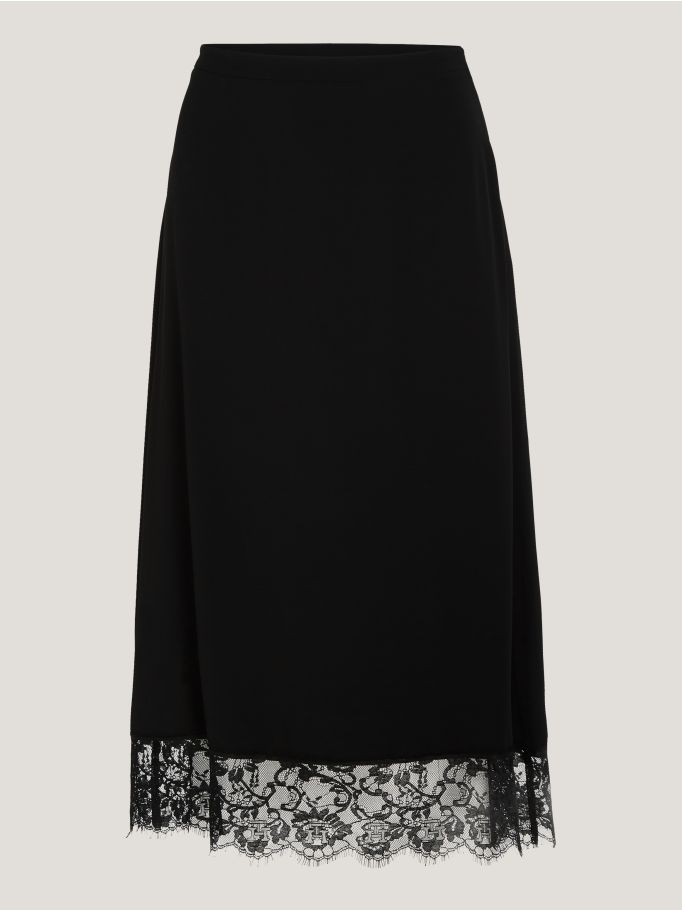Lace hem skirt white clearance