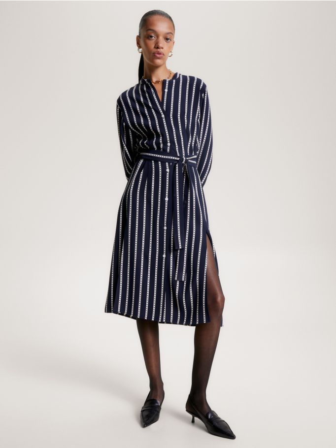 Argyle Stripe Midi Shirt Dress Tommy Hilfiger