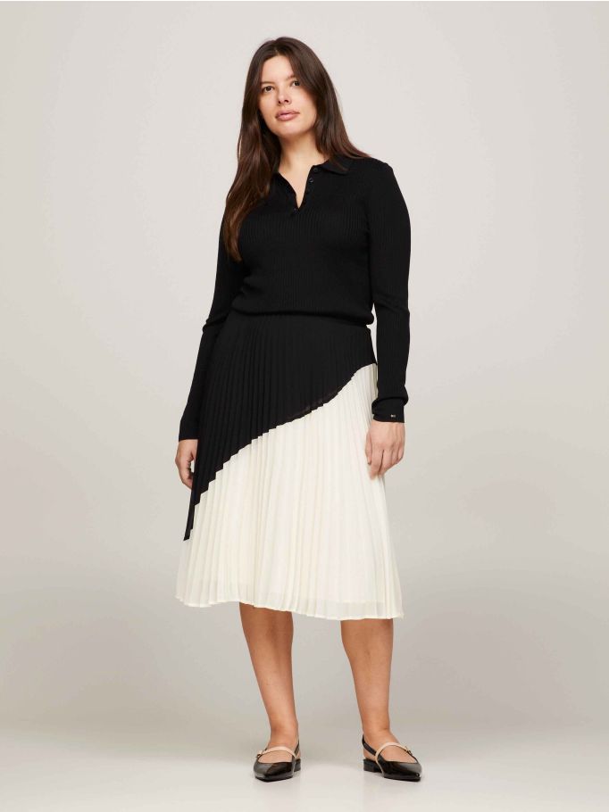 Black flare pleated midi skirt new arrivals