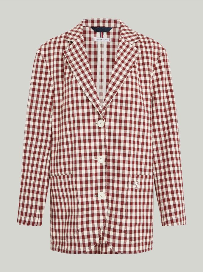 TH Monogram Gingham Check Oversized Blazer