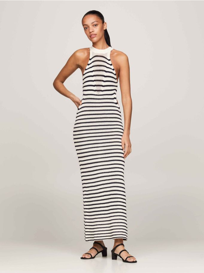 Striped midi sweater dress clearance