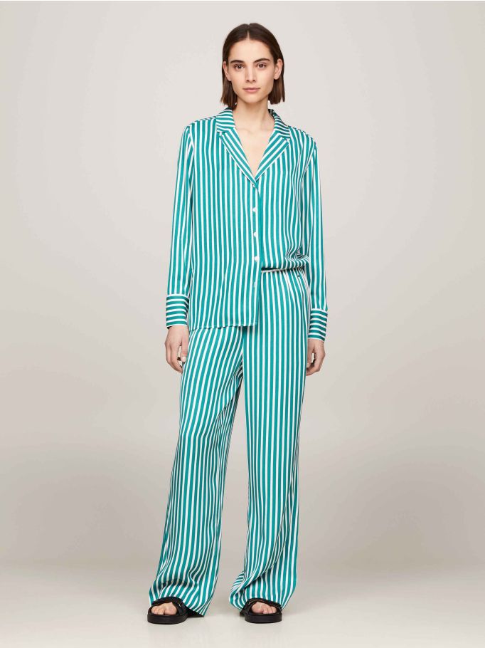Relaxed Wide Leg Stripe Pull On Trousers Tommy Hilfiger