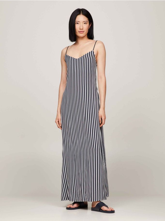 Stripe Slim Fit Maxi Slip Dress Tommy Hilfiger