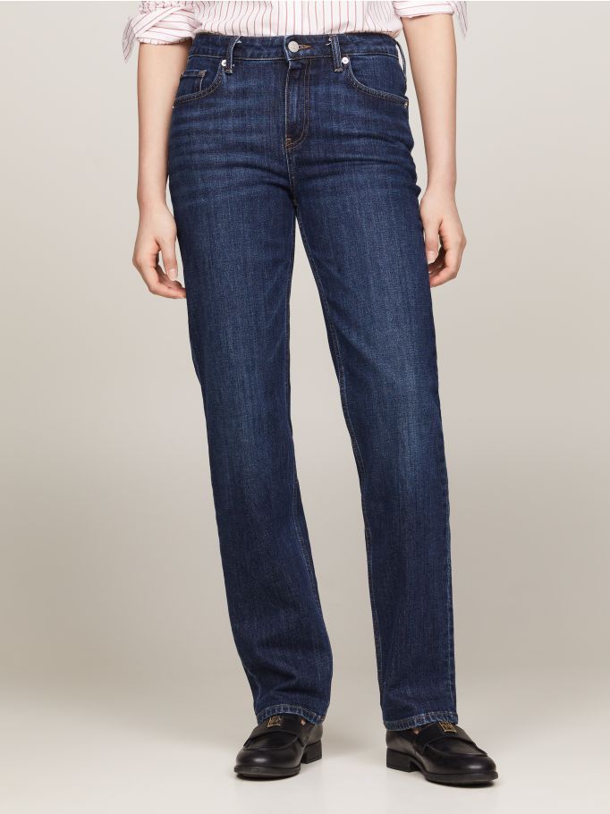Ladies low rise straight leg jeans store