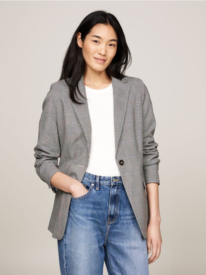 Prince Of Wales Check Single Breasted Blazer | Tommy Hilfiger