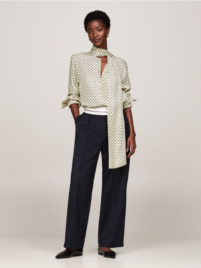 Foulard Print Tie Neck Relaxed Blouse Tommy Hilfiger