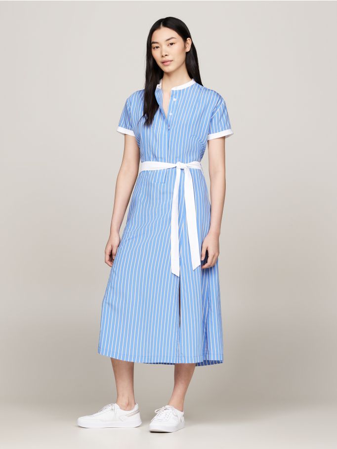 Striped belted dress top