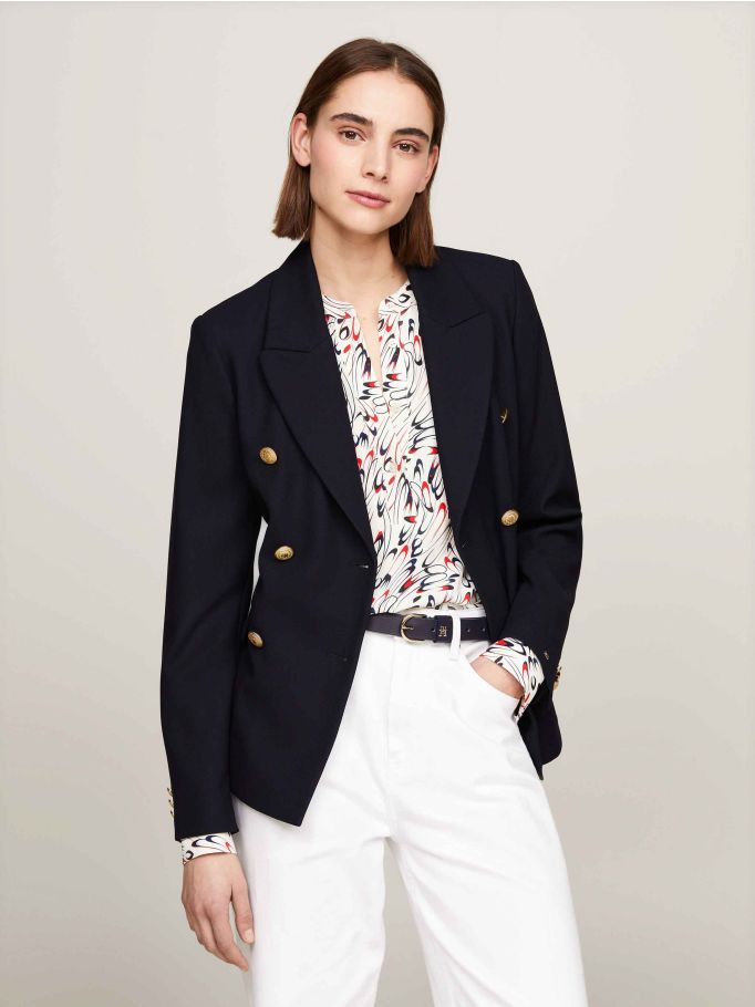 Double breasted gold button blazer hotsell