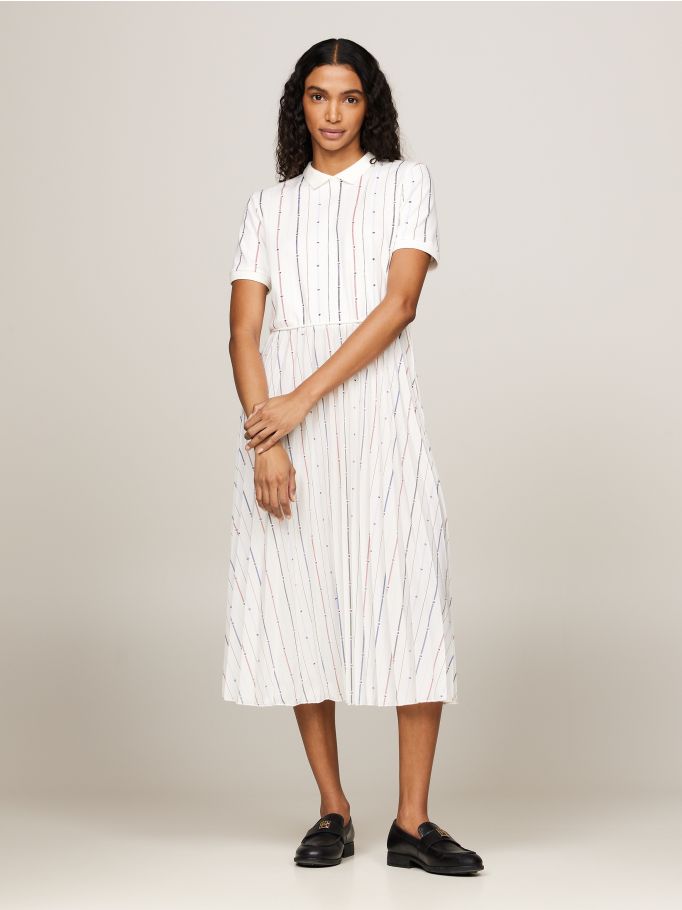 Striped pleated dress top