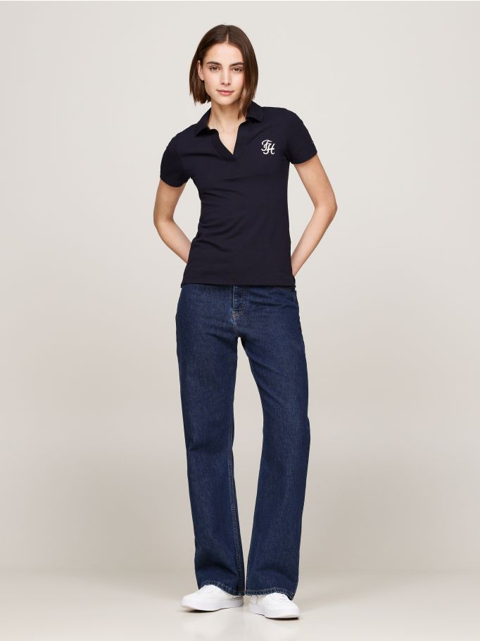 Script Embroidered Slim Fit Polo T Shirt Tommy Hilfiger