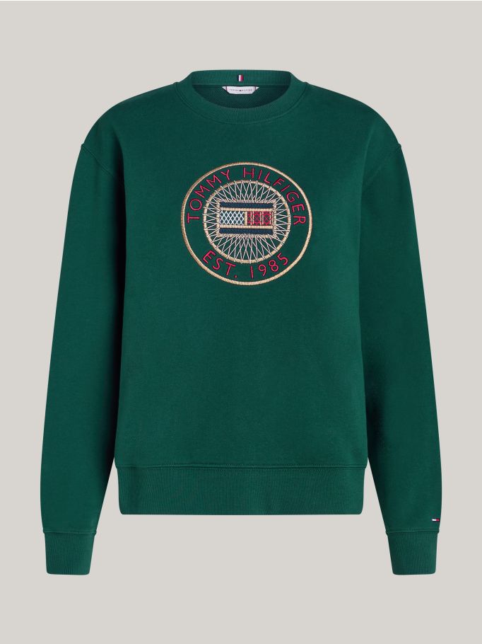 Logo Embroidery Crew Neck Sweatshirt Tommy Hilfiger