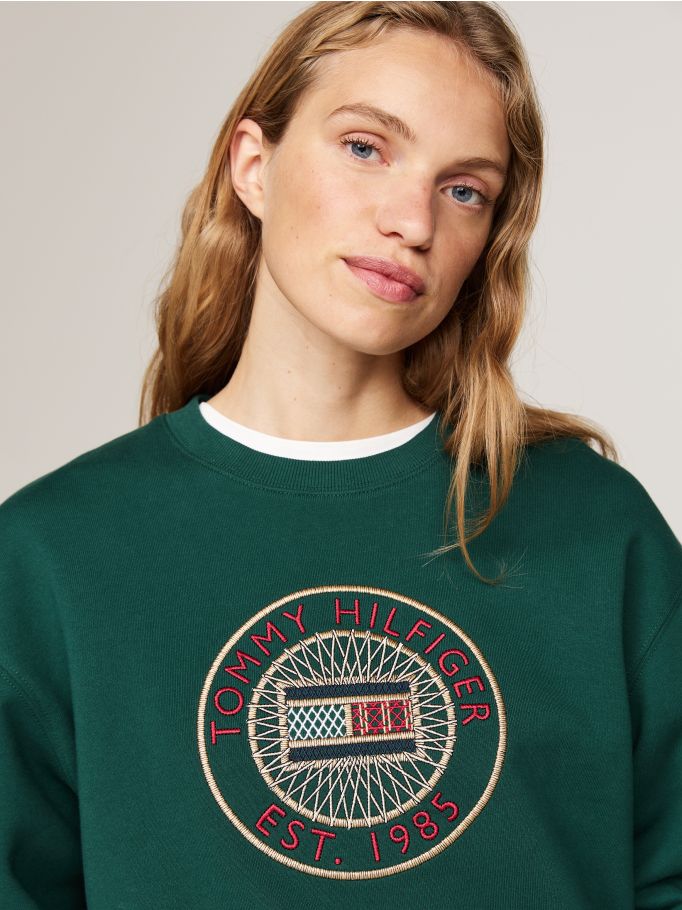 Logo Embroidery Crew Neck Sweatshirt Tommy Hilfiger
