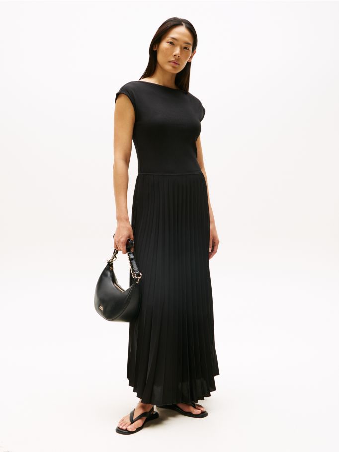 Chic Pleated Fit And Flare Maxi Dress | Tommy Hilfiger Chic Pleated Fit And Flare Maxi Dress | Tommy Hilfiger