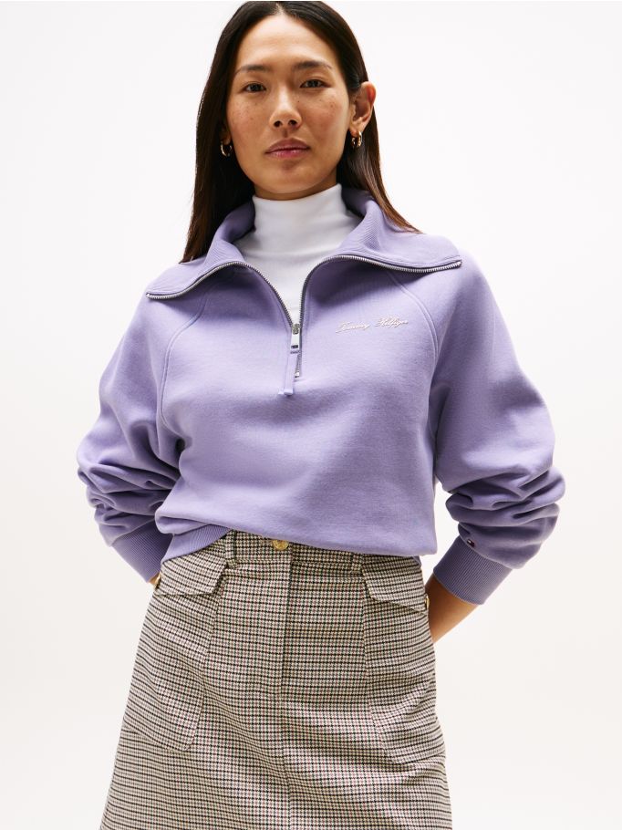 Edgy Interlock Knit Fleece Half-Zip Jumper | Tommy Hilfiger