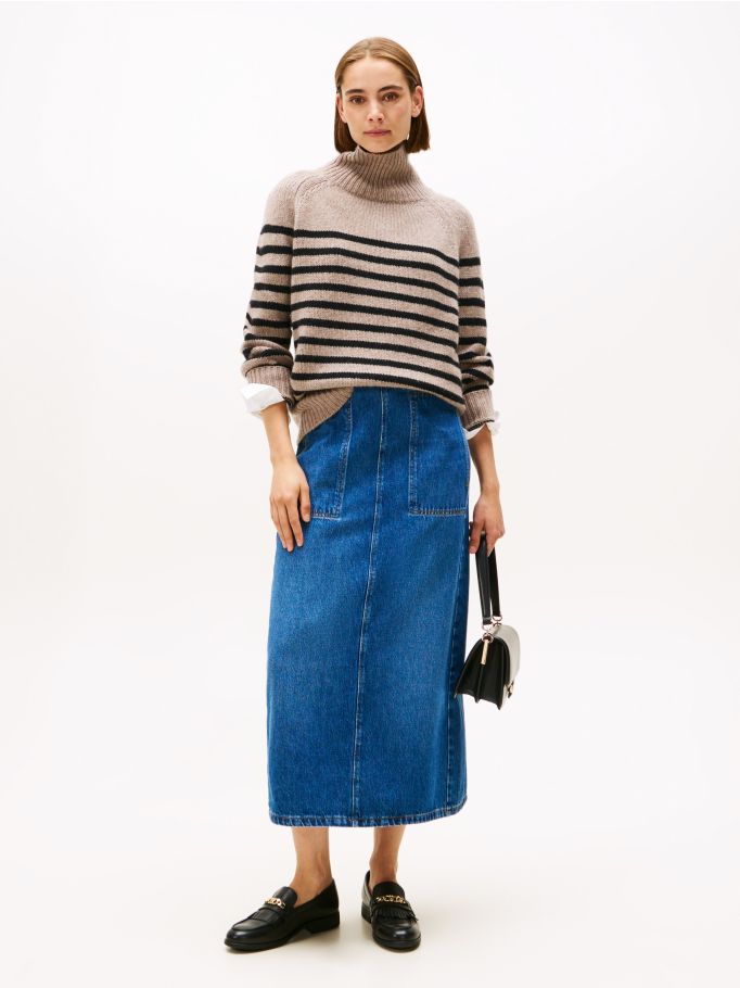 Minimal Denim High Rise Straight Midi Skirt | Tommy Hilfiger