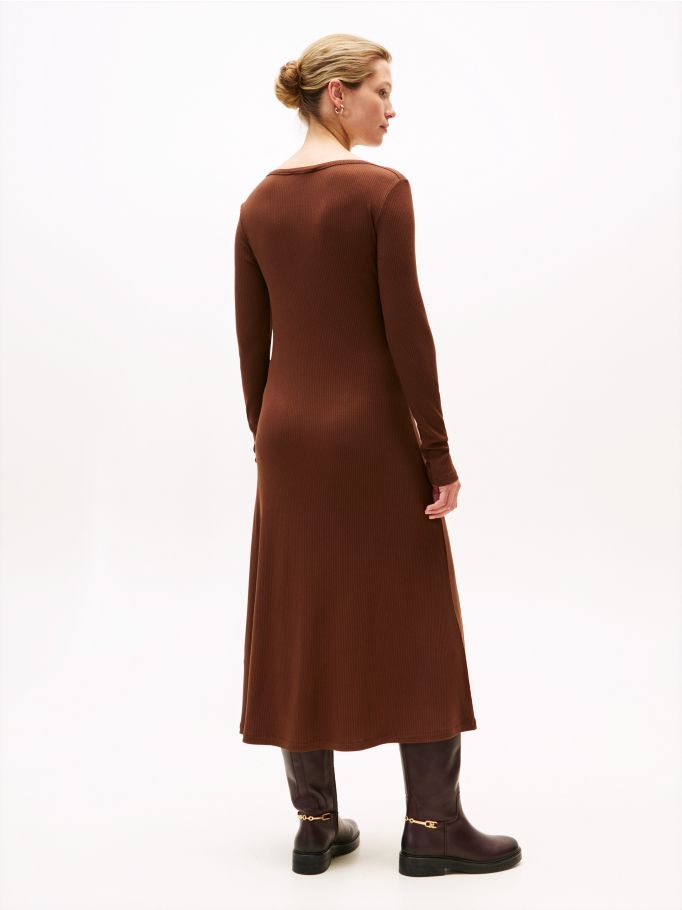 Polished Ribbed Midi Fit And Flare Dress | Tommy Hilfiger
