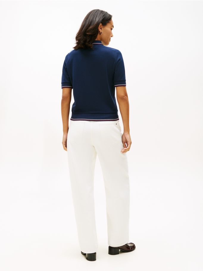 Piqué Polo with Zip Closure – Green | Tommy Hilfiger