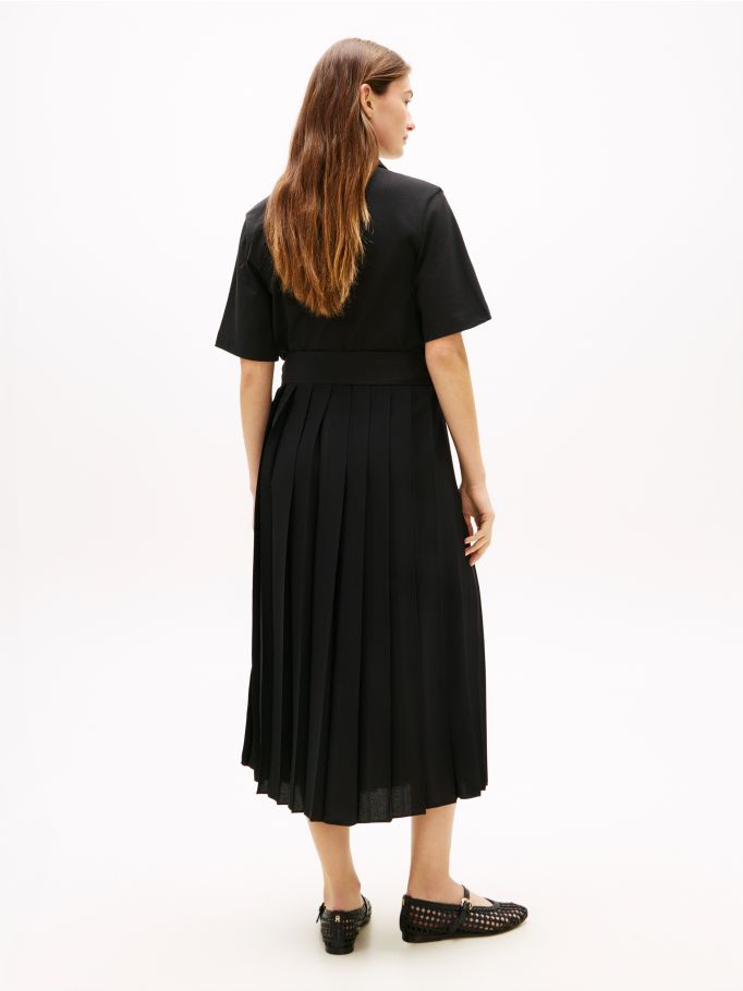 Gold-Tone Button Midi Shirt Dress