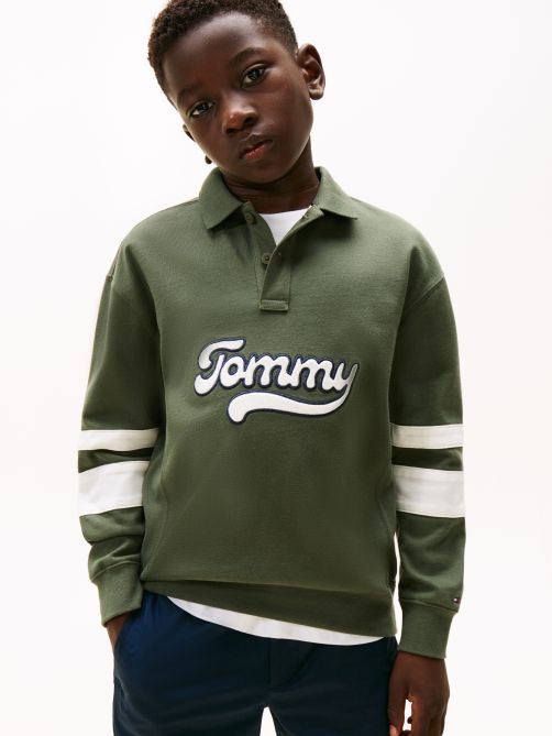 Varsity Appliqué Long Sleeve Polo Shirt