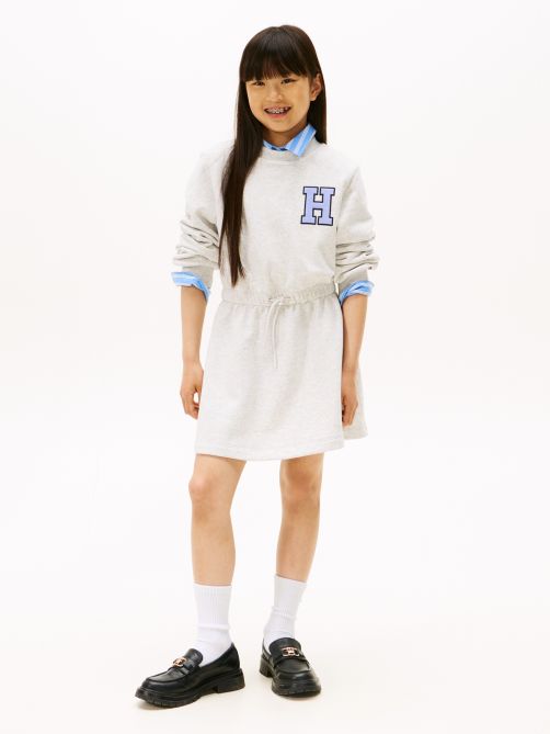 Varsity Back Logo Appliqué Sweatshirt Dress