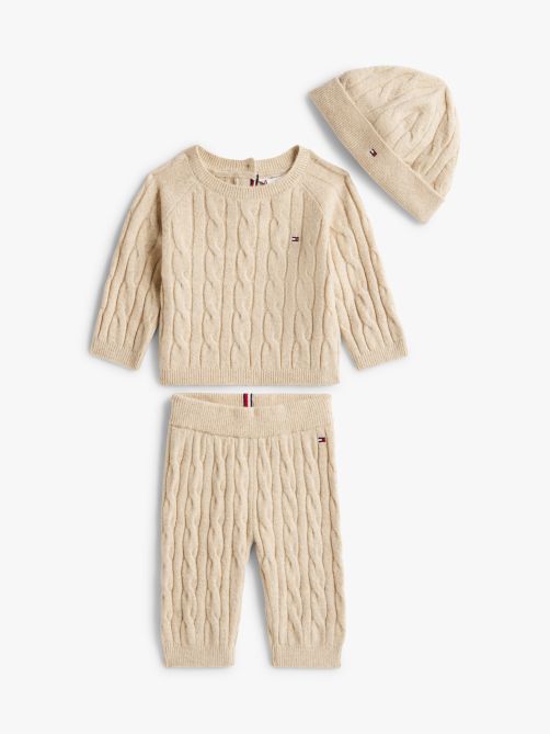 Cable Knit Three-Piece Outfit Gift Box