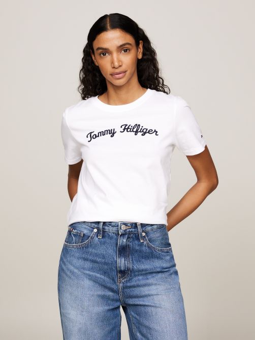 Tommy hilfiger t shirt women's white on sale
