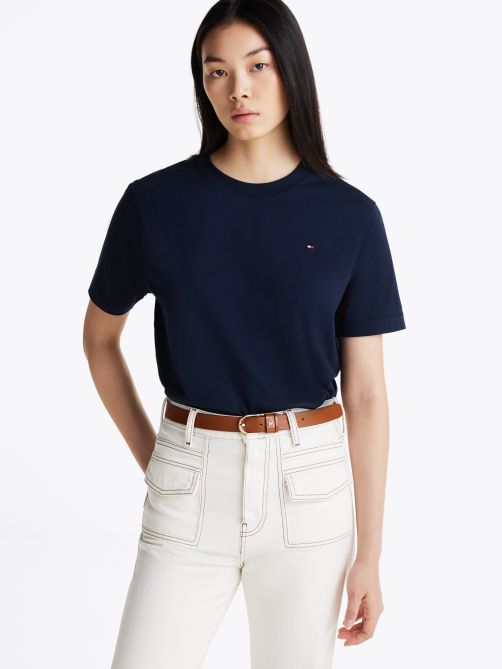 Navy blue tommy hilfiger t shirt women's discount