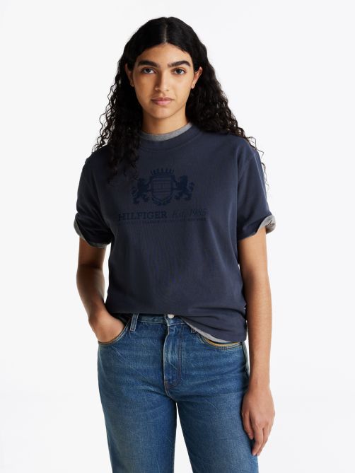 Navy blue tommy hilfiger t shirt women's deals