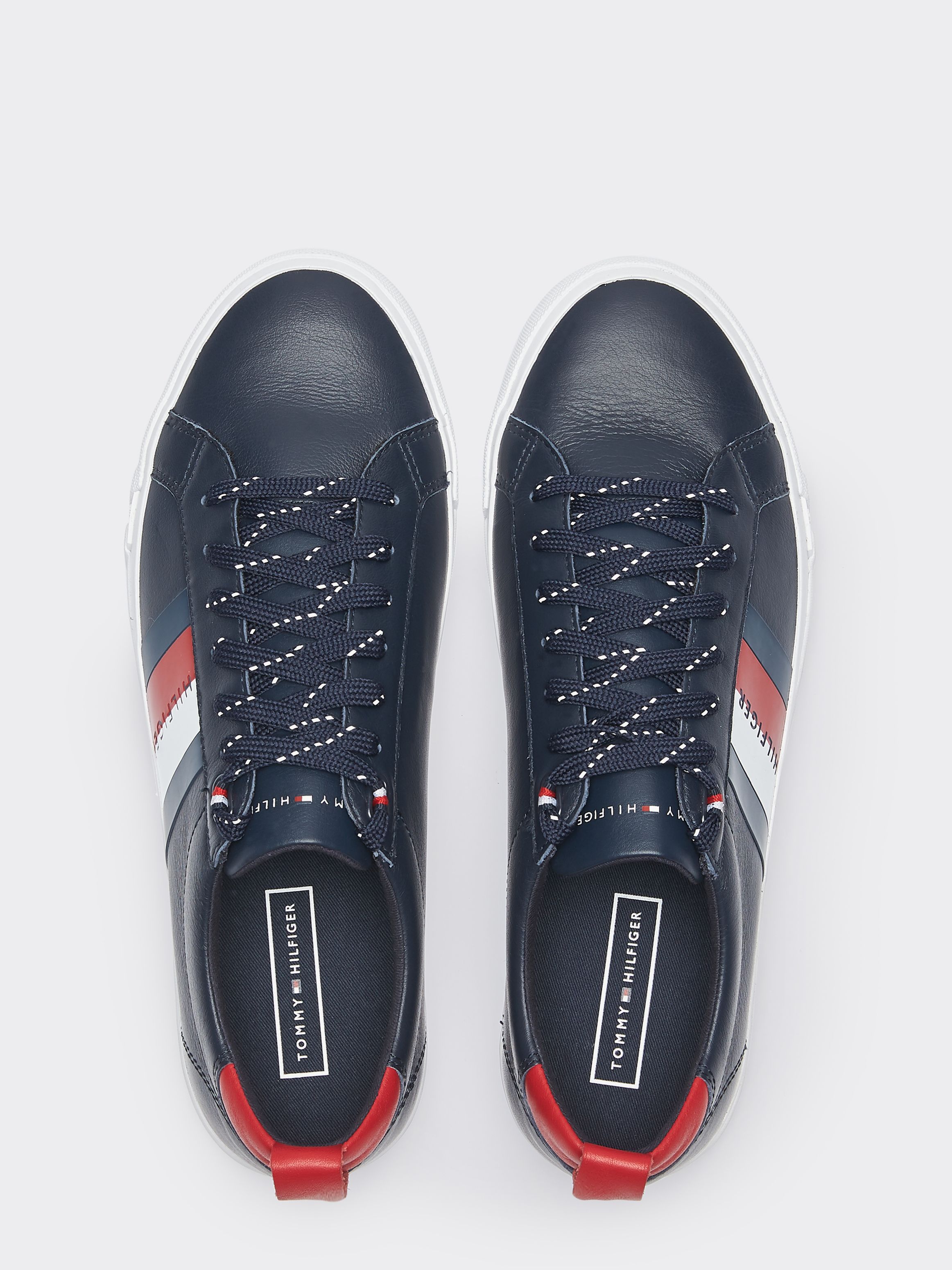 tommy hilfiger flag detail leather