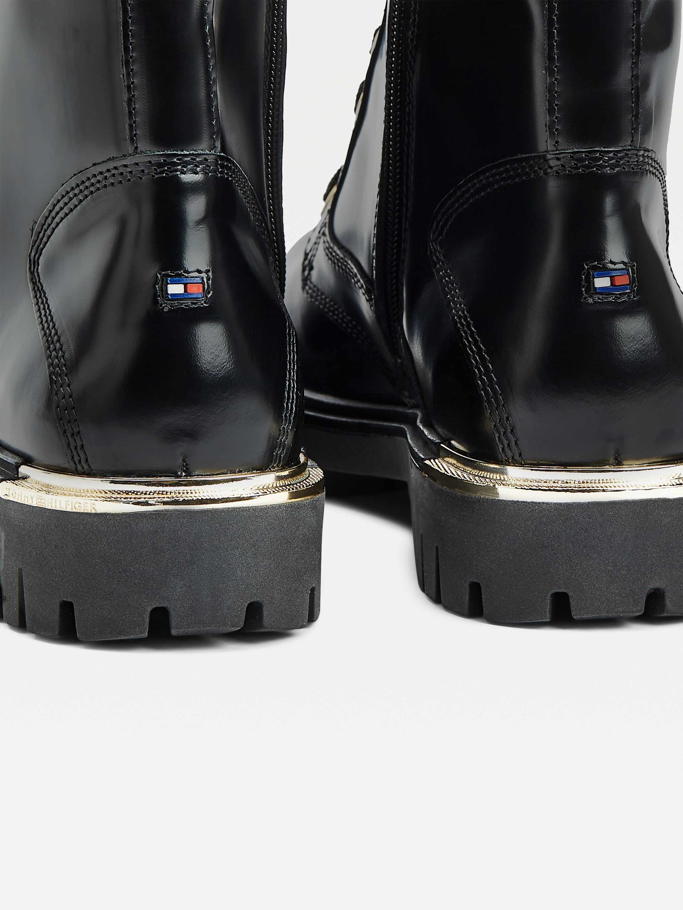 leather lace up cleat boots