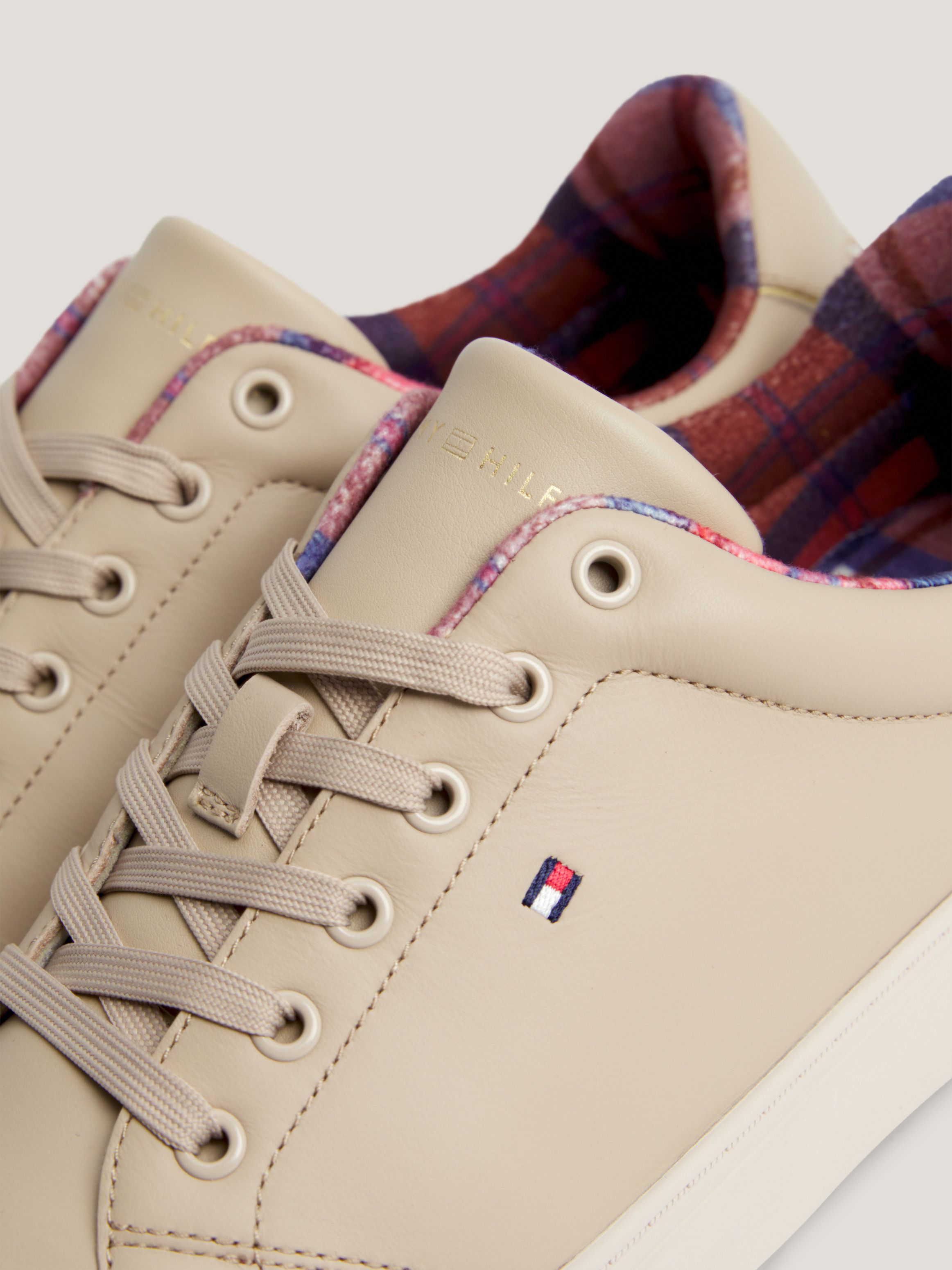 Essential Leather Tartan Lined Trainers | Tommy Hilfiger