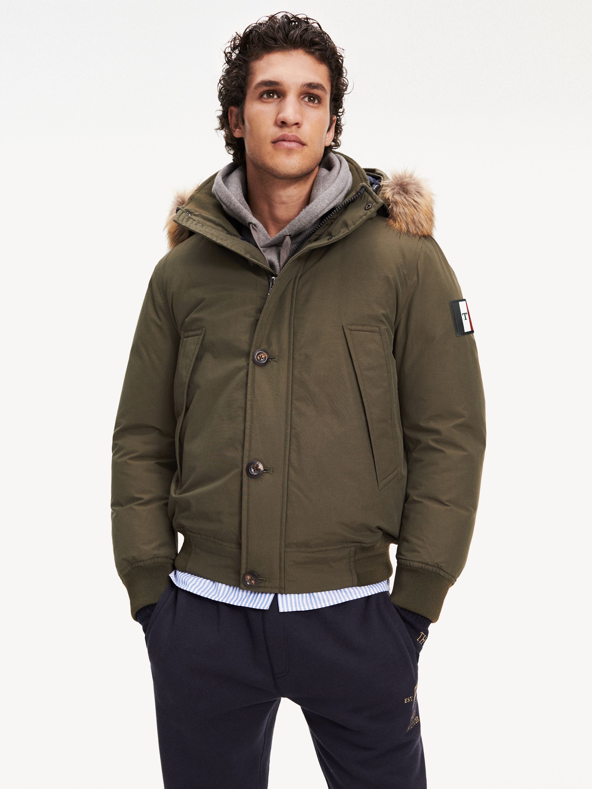 tommy hilfiger two tone hooded bomber