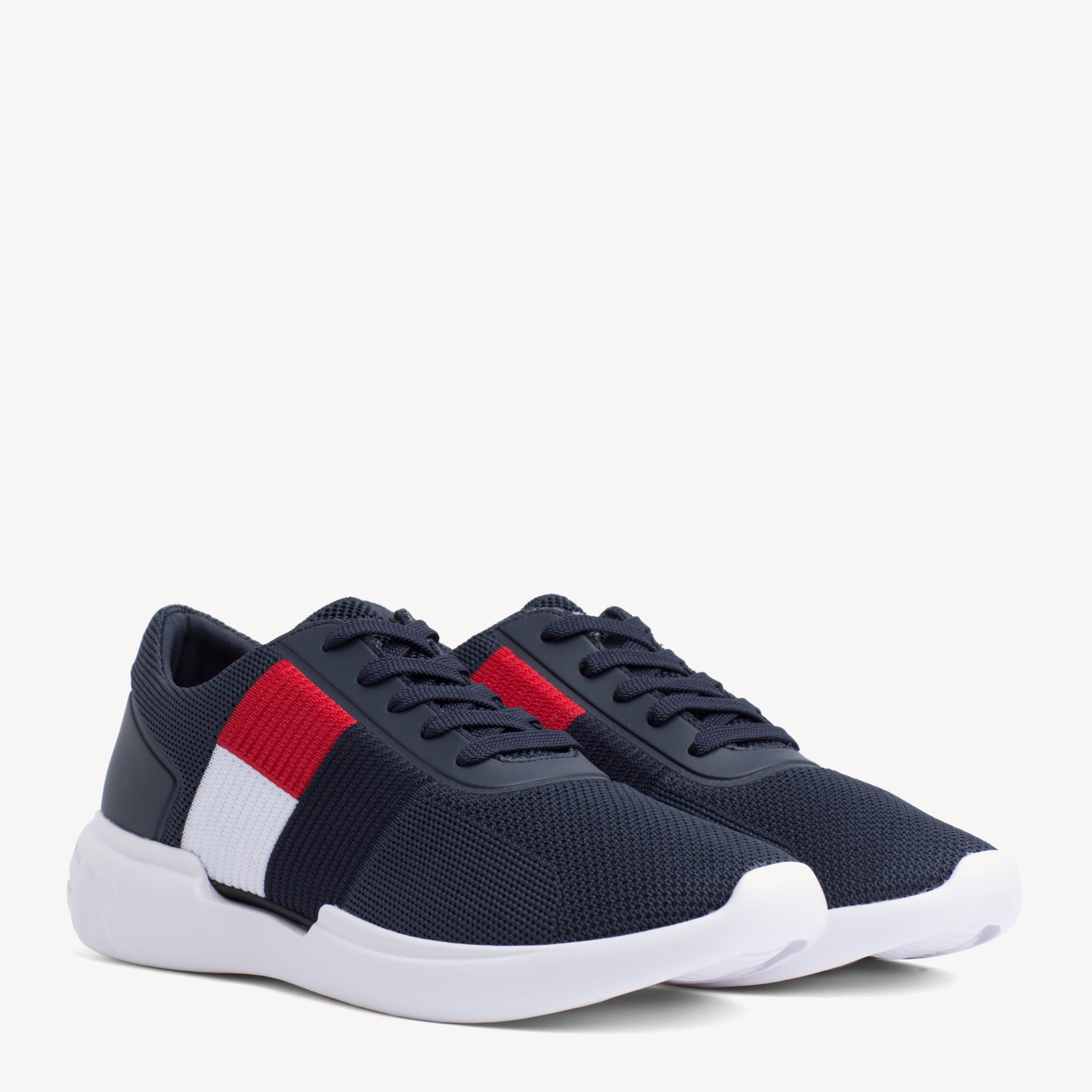 lightweight flag detail knit trainers