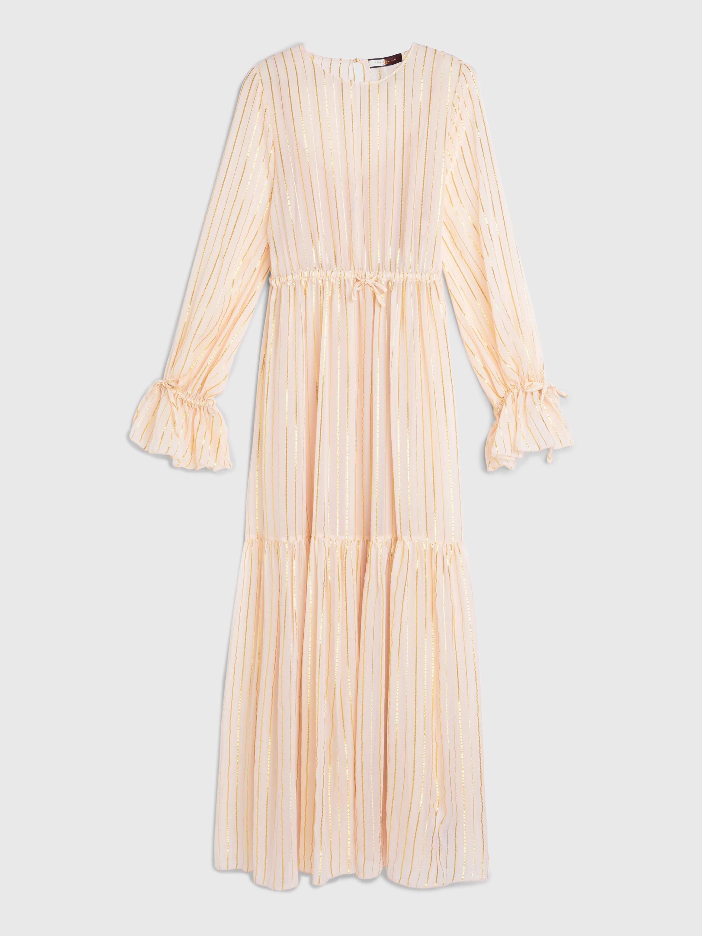 Gold Stripe Silk Blend Maxi Dress