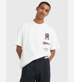 Tommy Hilfiger Archive Logo-appliqué Cotton-jersey Oversized T-shirt in  White