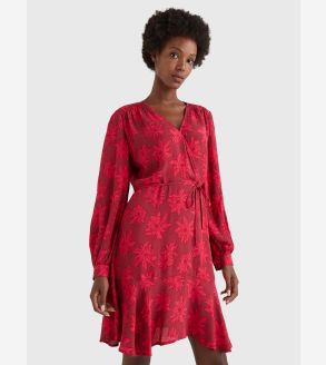 Floral Wrap Knee Length Dress