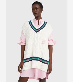 Tommy Icons Oversized Cable Knit Sweater Vest