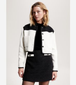 Tweed Collarless Cropped Jacket