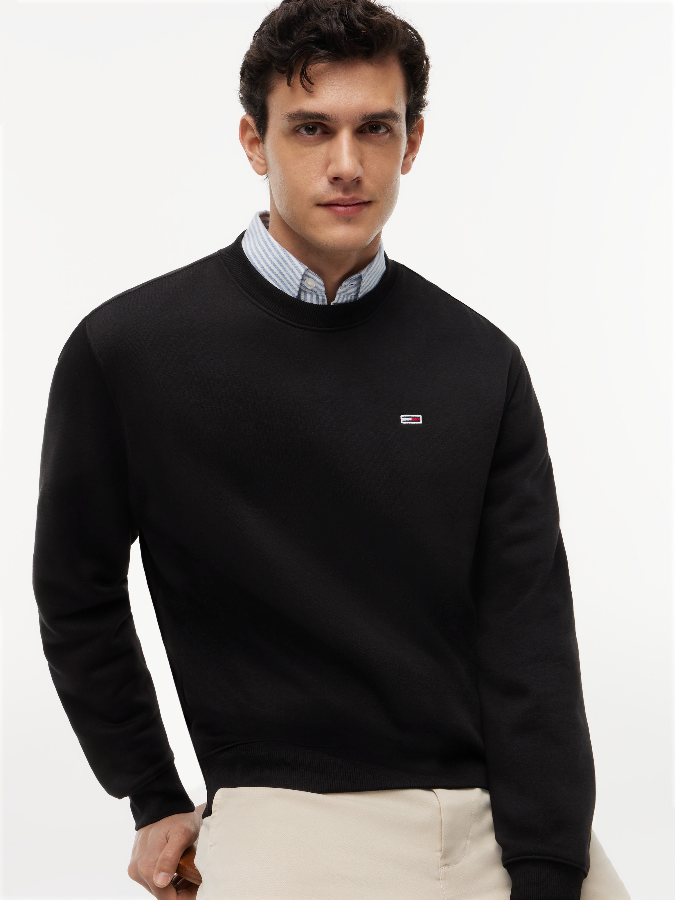 Tommy Flag Embroidery Brushed Fleece Jumper