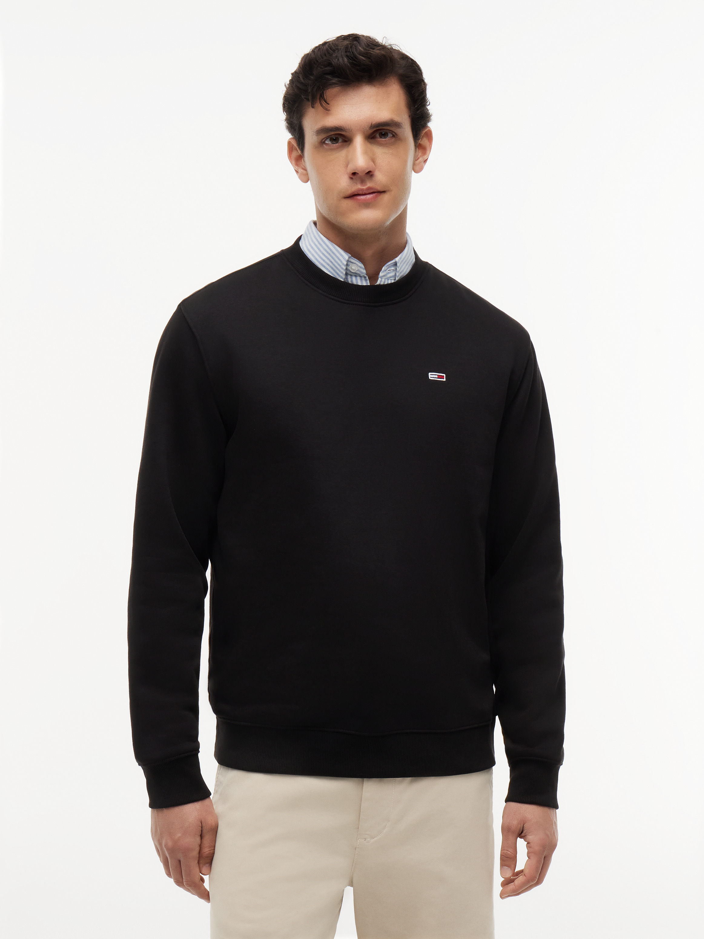 Tommy Flag Embroidery Brushed Fleece Jumper