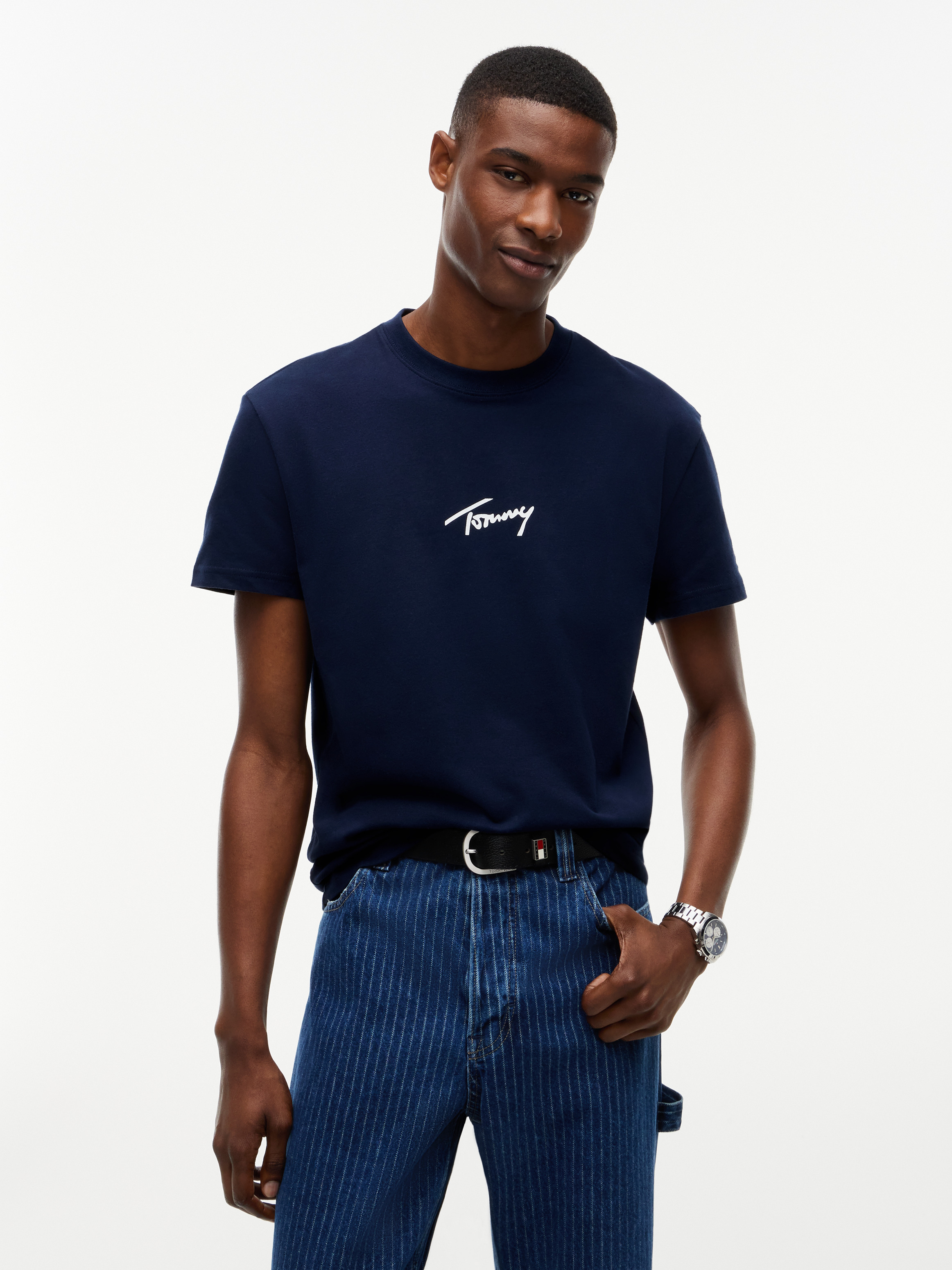 Back Signature Logo Graphic T-Shirt — Navy